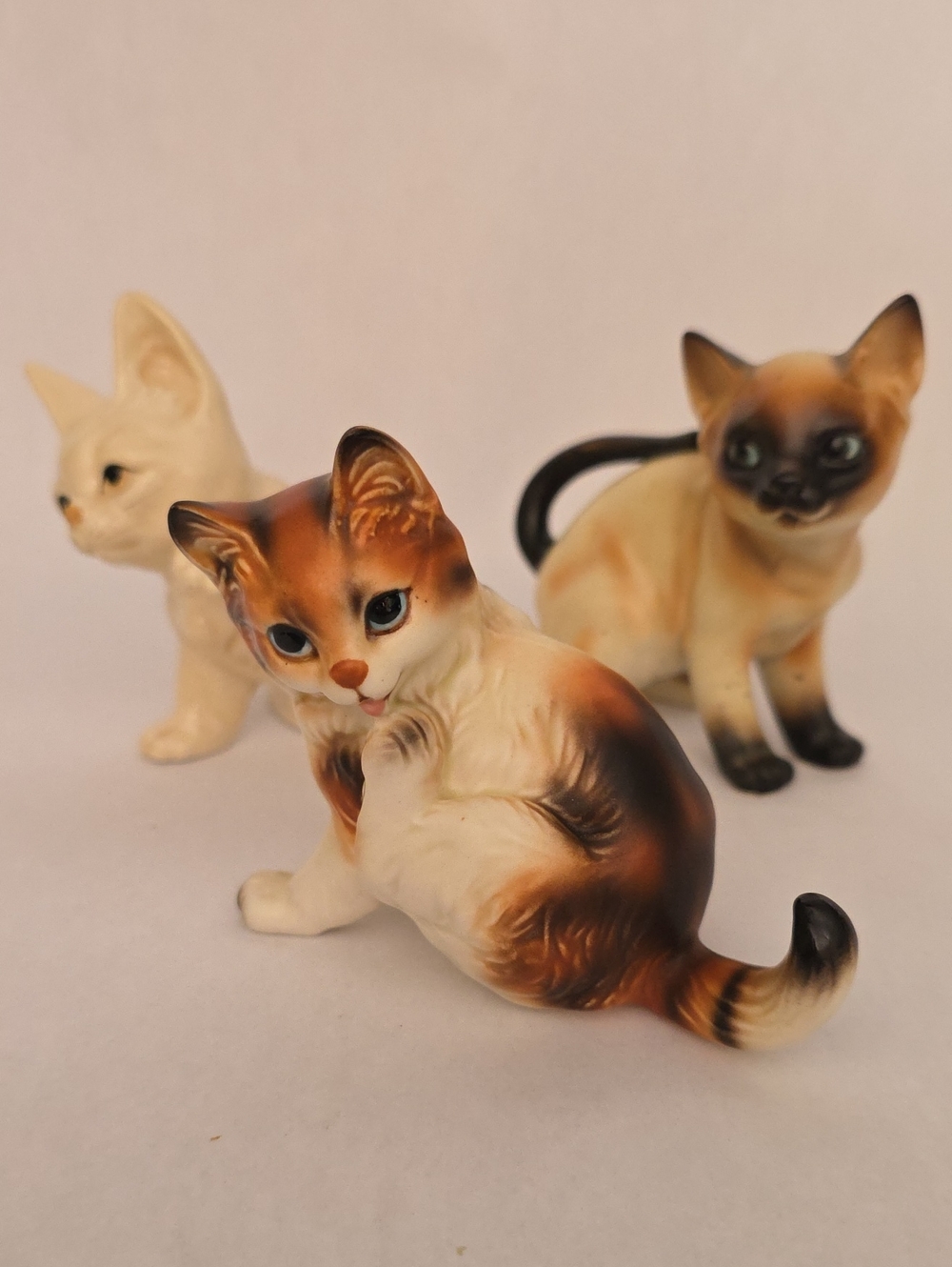 Vintage MCM Cat Figurine Set of 3 - Lot Napco Lefton Papel Perfectly Imperfect